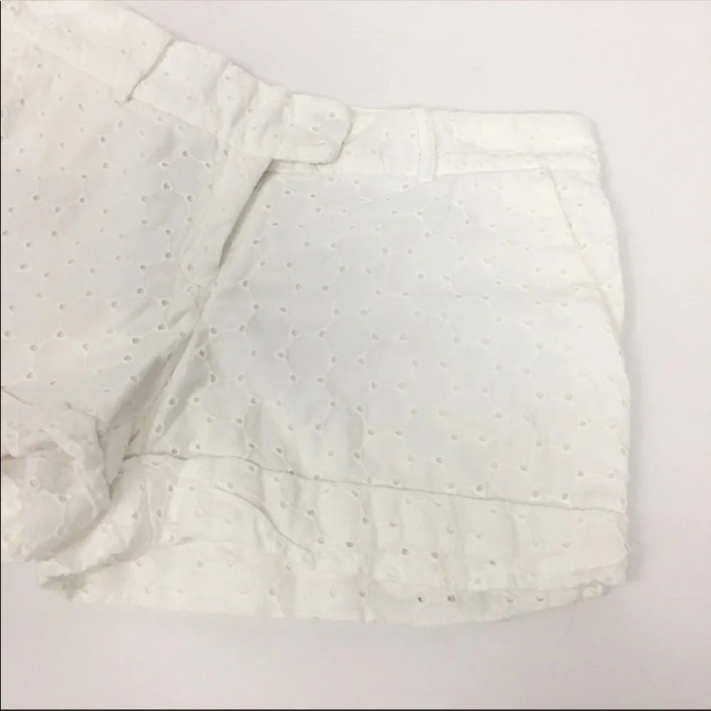 Bar III Short Size Small White Eyelet Cuffed Shorts Summer Cotton - Picture 4 of 8